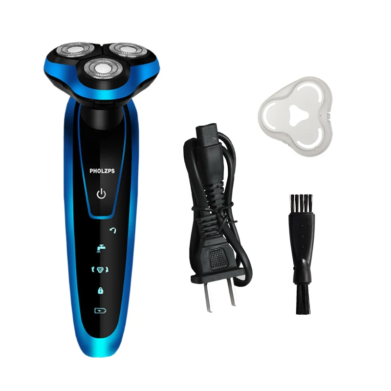 

3 In 1 Electric Shaver Men Washable Shaving Rechargeable Beard Machine 3D Triple Floating Blade Razor Heads Face Care Tools 40D