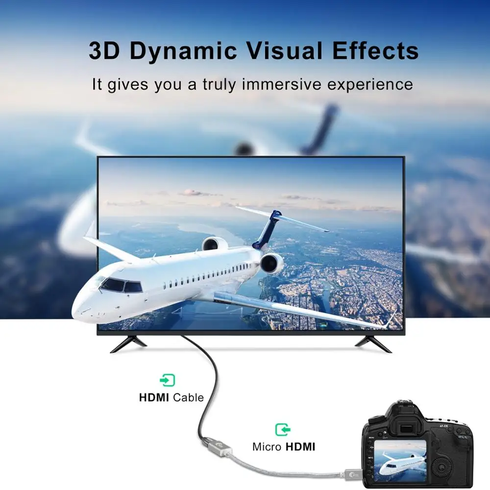 Адаптер Micro HDMI высокоскоростной кабель штекер гнездо Поддержка HD 4K 3D для камер