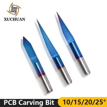 

10pcs 10/15/20/25 Degrees Tungsten Carbide PCB Engraving Bit 3.175mm Shank Nano Blue Coated Milling Cutter Tools