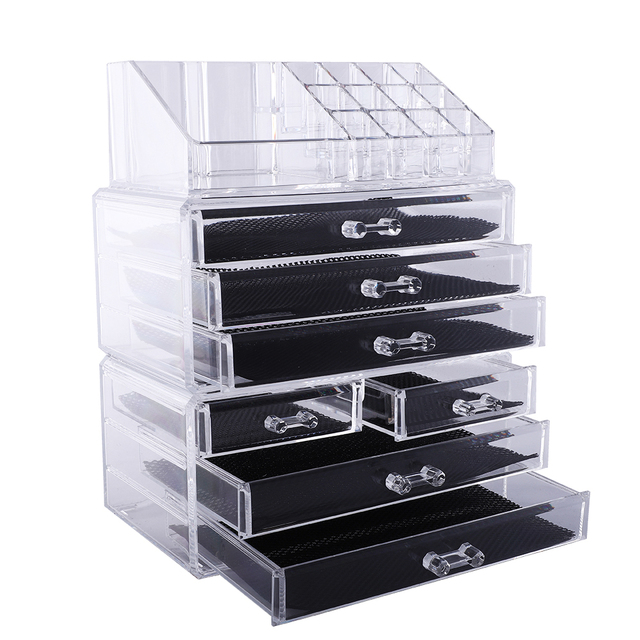 Storage Rack Box Clear Acrylic Makeup Organizer Lipstick Nail Polish Holder Women Makeup Tools Box