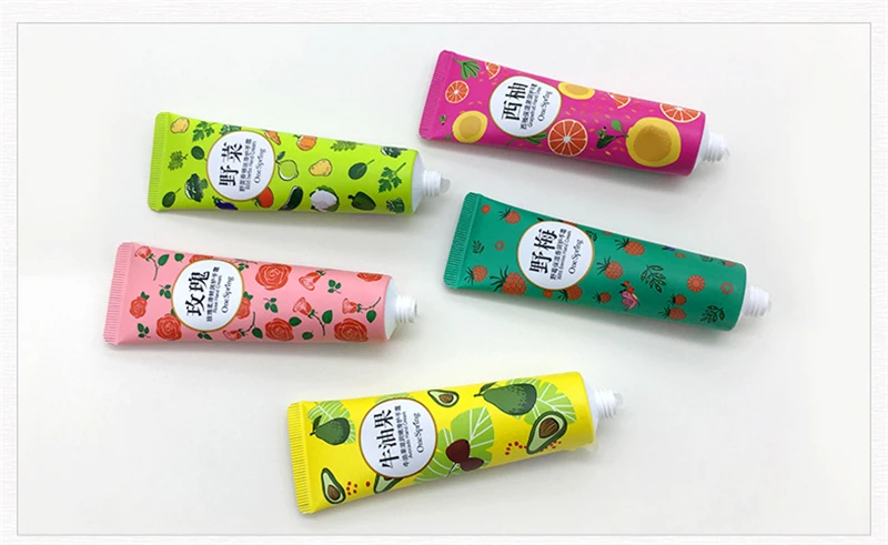 5PCS/lot Plant Fruit Hand Cream Set Moisturizing Nourishing Anti Aging Whitening Skin Care Hand Lotion Rose Avocado Grapefriut