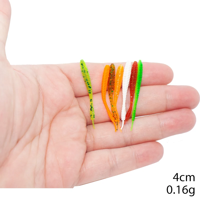 Trout Soft Lures Fishing Bait Japan Worm 4cm 0.16g 15pcs Drop Shotting Jig  Head Soft Lures Shad Fly Rock Fishing Lure