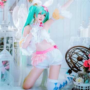 

New Anime Vocaloid Cos Hatsune Miku Rabbit Uniform Cosplay Costume Set Underwear Uniform Outfit Cute Halloween Clothing