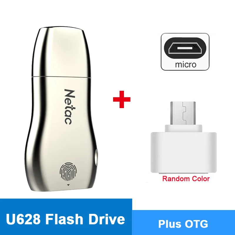 U628 plus OTG usb флешка флешки Флеш-накопитель Netac, 32 ГБ, 64 ГБ, 128 ГБ, Распознавание отпечатков пальцев, зашифрованный, USB флеш-накопитель, карта памяти для iphone 7, 8, ios13, флешка флэшка карта памяти презервативы usb 3.0 - Цвет: U628 plus OTG