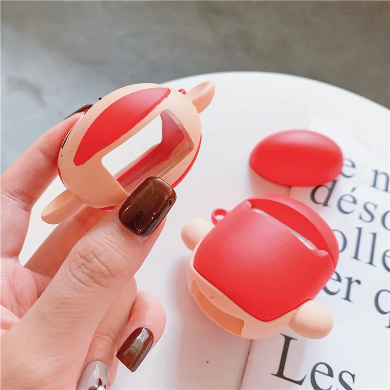 Силиконовый чехол для AirPods аксессуары мультяшный наушник чехол для Airpods 2 красивый защитный чехол с цепочкой для ключей 3D дизайн ханамичи сакураги
