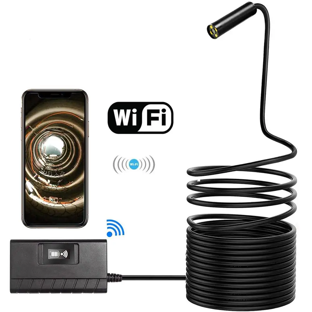 

Wireless Endoscope 2.0 Megapixels 1080P WiFi Borescope Semi-Rigid IP67 Waterproof Inspection Snake Camera for Android iOS Tablet