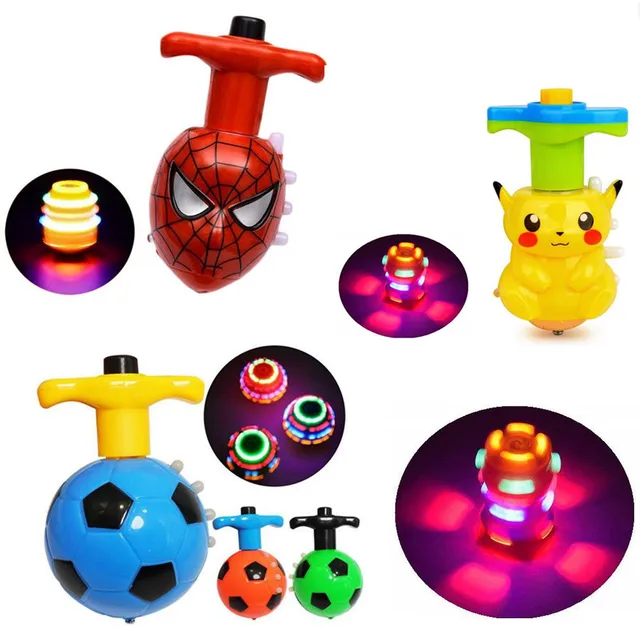 1 set Electric LED Spinning Top Flashing Light Music Cute Animal Figures Model Launcher Glow At Night Rotating Kid GIft Toy 1