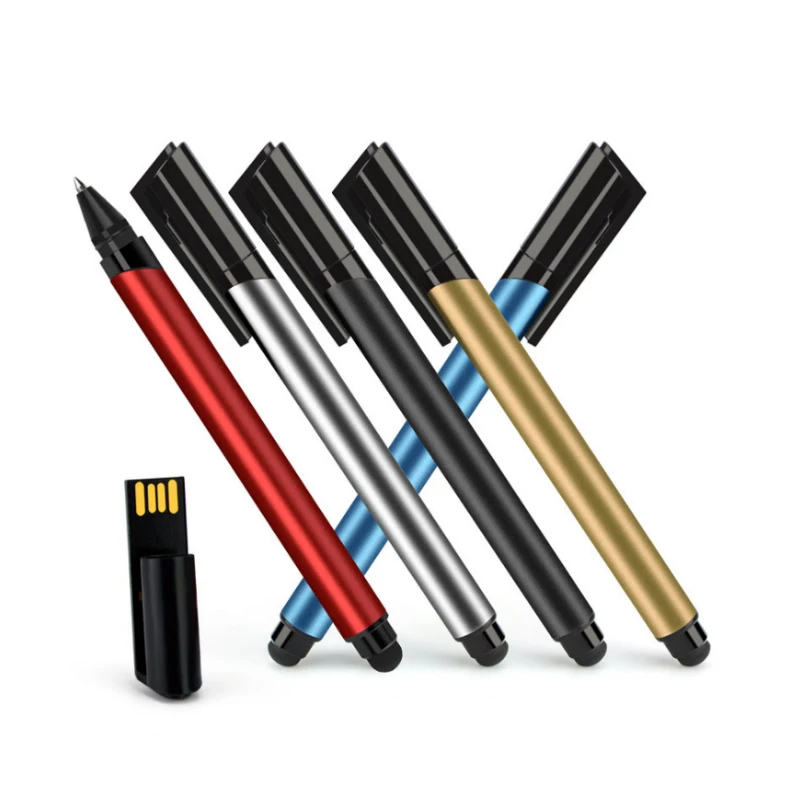 Stationery Ballpen Custom USB Flash Drive 2.0 4GB 8GB Pendrive 128MB 16GB 32GB Ballpoint Pens Touch Screen Business/student Gift |
