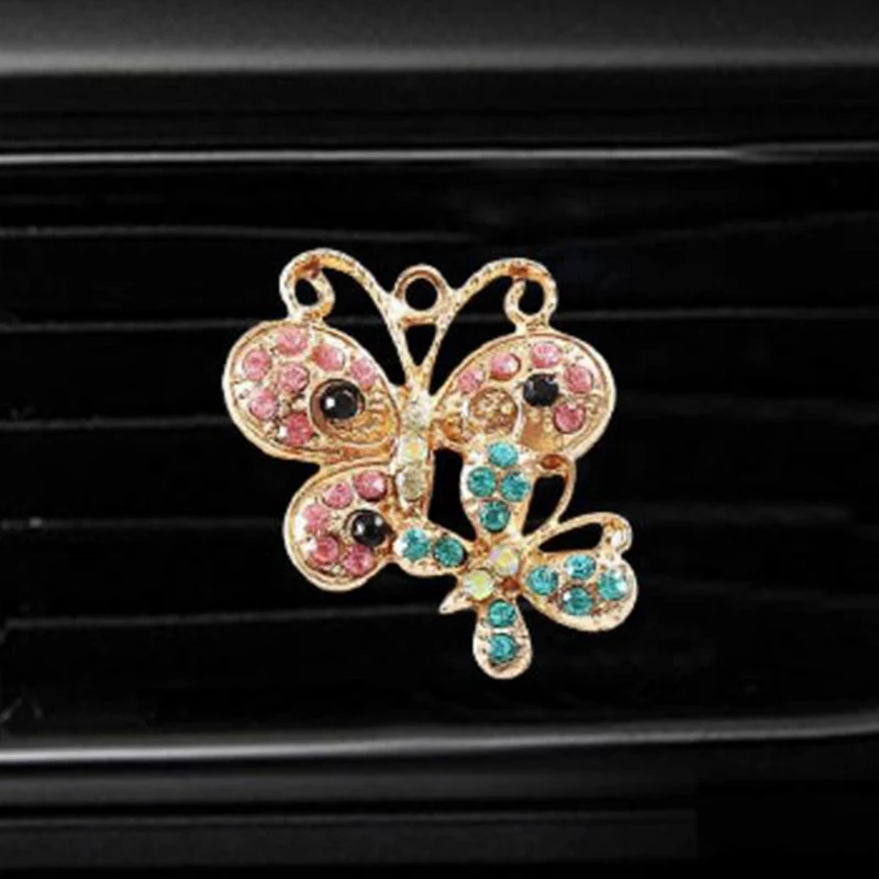 Butterfly Rhinestone Air Freshener Clip Car Perfume Decoration Air Conditioner Outlet Car-styling Auto Accessories Fragrance