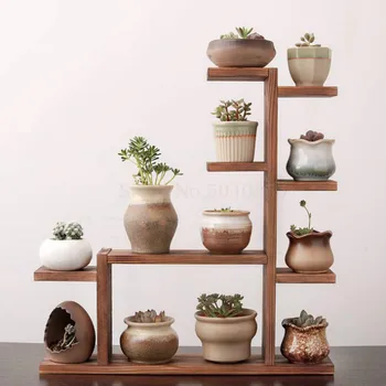 

Solid wood desktop flower stand indoor multi-layer small flower stand green flower frame decoration living room window pot rack