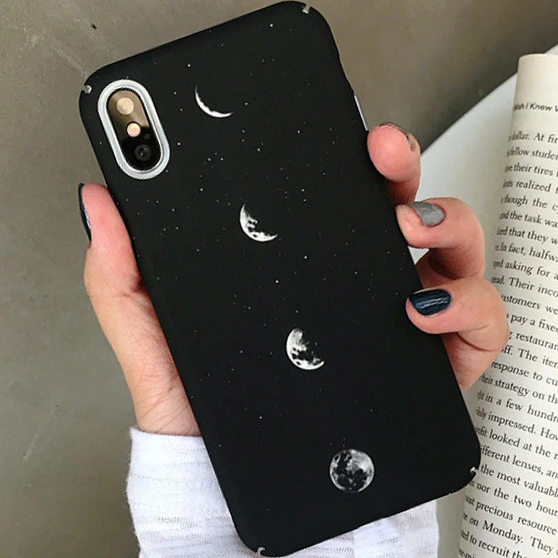 Простой рисунок Луны Скраб чехол для телефона iPhone 6 6s 7 8 Plus X Xs XR Max жесткая задняя
