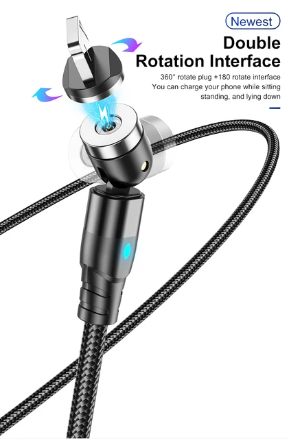 USLION 540 stopni Roating kabel magnetyczny Micro USB typ C kabel telefoniczny dla iPhone11 Pro XS Max Samsung Xiaomi kabel USB przewód tanie i dobre opinie TYPE-C LIGHTNING 2 4A CN (pochodzenie) NYLON USB A Magnetyczne Red Blue Black Purple 90 180 360 Degree Rotation With LED Indicator USLION 540 stopni Roating kabel magnetyczny Micro USB typ C kabel telefoniczny dla iPhone11 Pro XS Max Samsung Xiaomi kabel USB przewód tanie i dobre opinie TYPE-C LIGHTNING 2 4A CN (pochodzenie) NYLON USB A Magnetyczne Red Blue Black Purple 90 180 360 Degree Rotation With LED Indicator