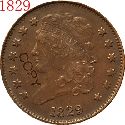 США 1809-1836 классический головы пол-цента копии монет - Цвет: 1829