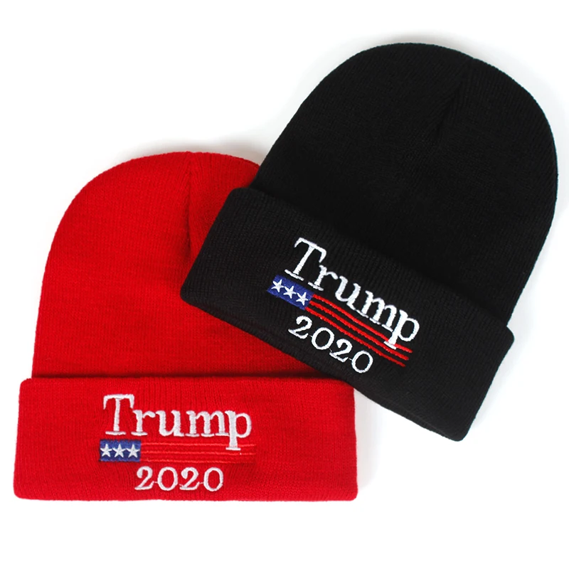 

2020 Trump Knitted Cap Re-Election make America Great again Red Beanies Skullies Hat Embroidery USA Flag Cotton autumn winter