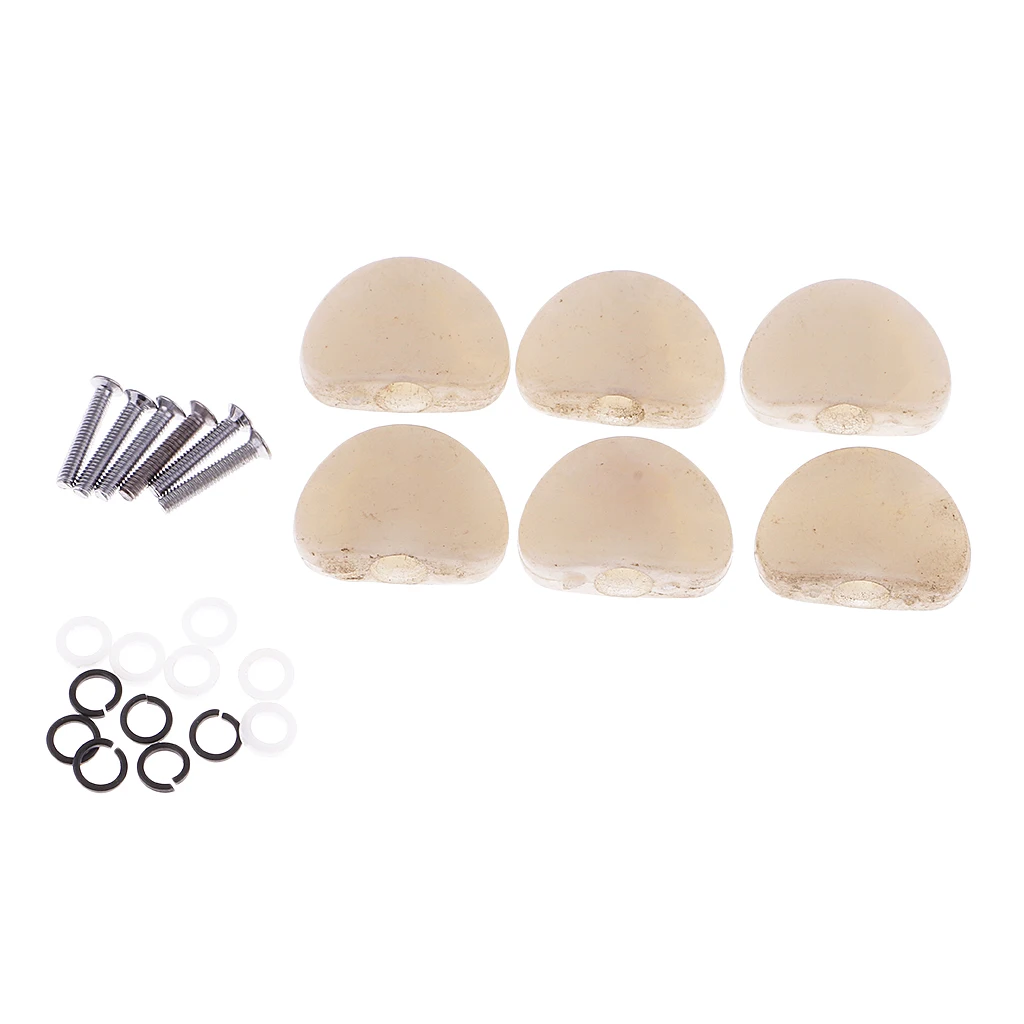 6 Pieces Plastic Electric Guitar Tuning Peg Knobs Tuner Button Cap White