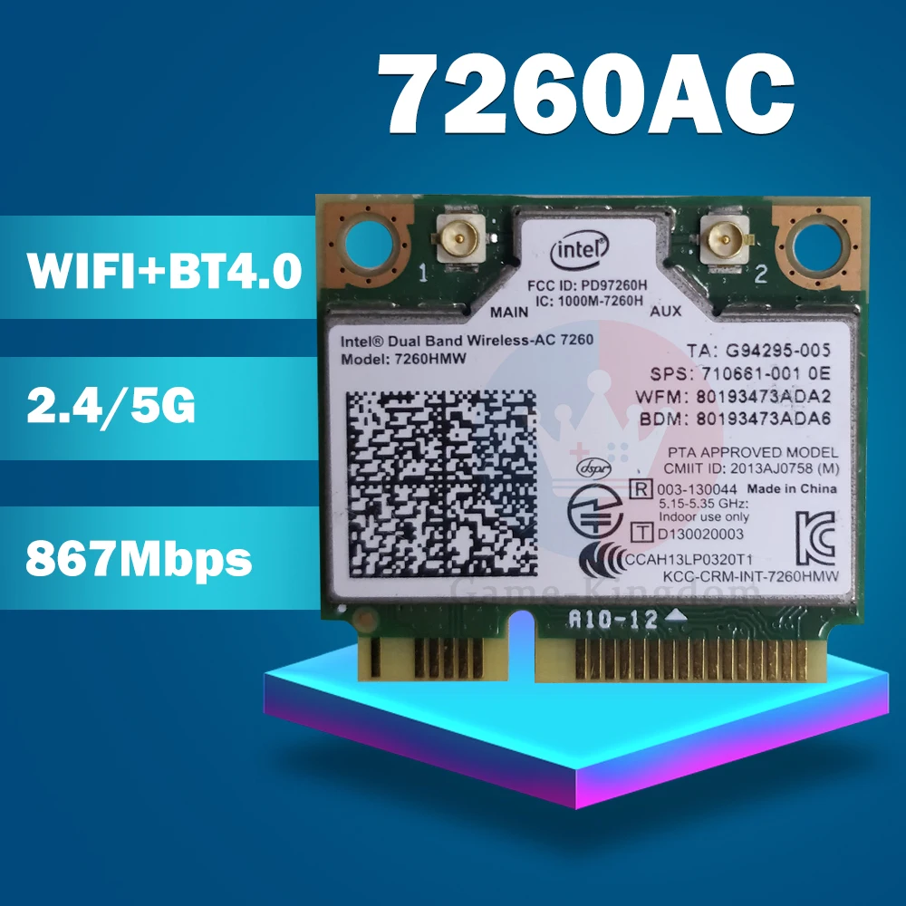 Banda dupla Wireless-AC7260 7260hmw 7260ac 7260hmwac meio mini cartão sem fio pci-e bt4.0 para hp elitebook 820 840 850 860