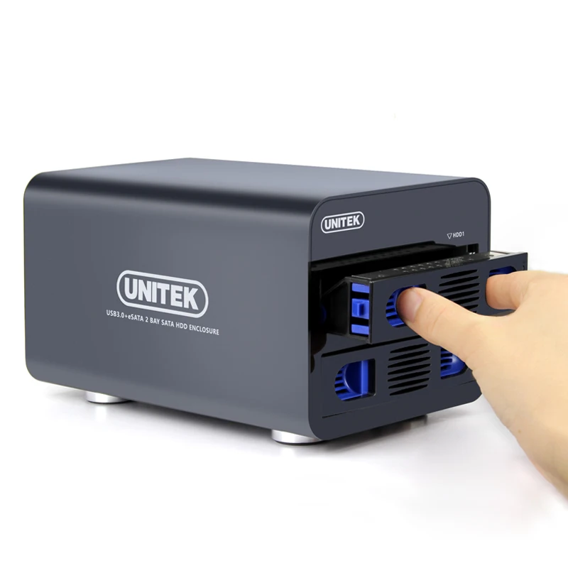 USB3.0 ESATA To SATA3.0 HDD Enclosure 2 Bay HDD Array Enclosure RAID 0/1/Large/Normal Support 2.5"or 3.5" SATA Hard Disk