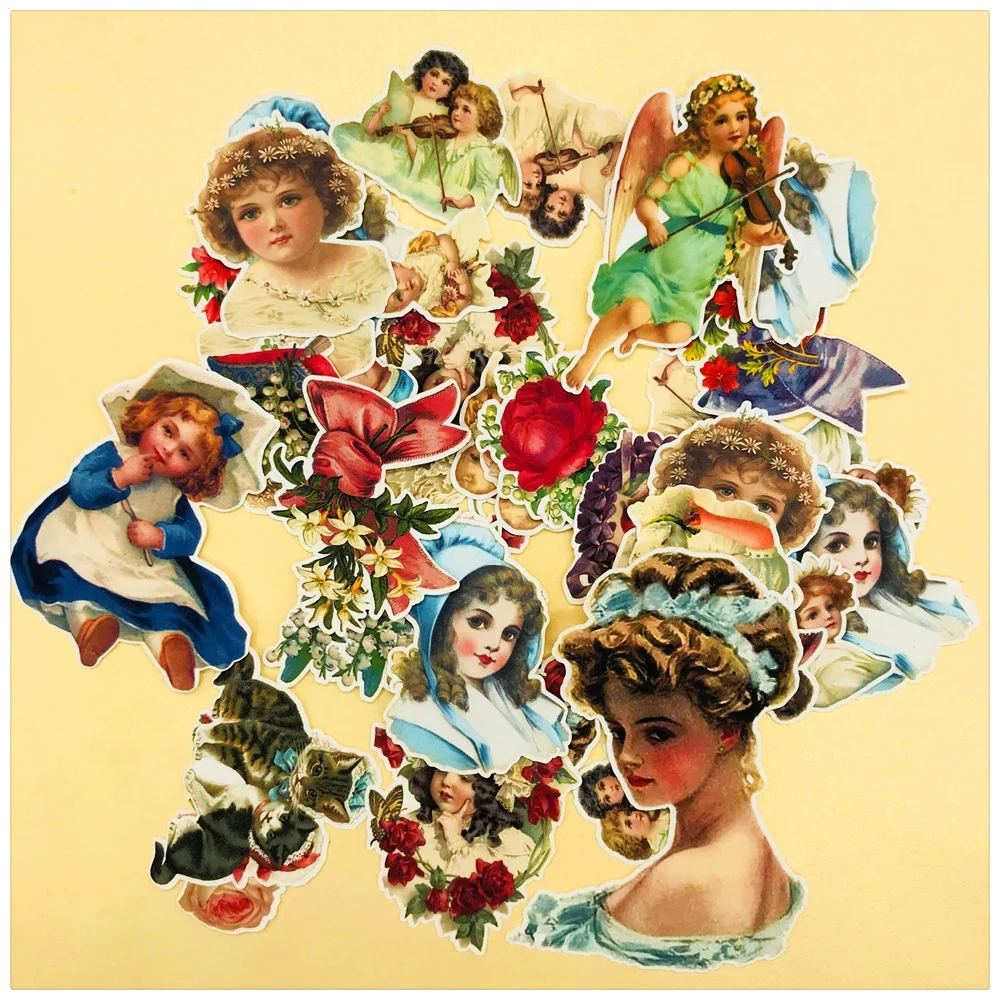 

37Pcs/Set Vintage Fairy Angel Girl Flower Sticker DIY Craft Scrapbooking Album Junk Journal Planner Decorative Stickers