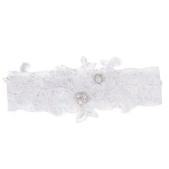 

Wedding Garter Rhinestone Embroidery Flower Beading White Sexy Garters for Women/Female Thigh Ring Bridal Leg Garter