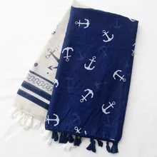 

2022 Fashion Ocean Anchor Tassel Viscose Shawl Scarf lady High Quality Beach Summer Wrap Neck Stole Bufandas Muslim Hijab Snood