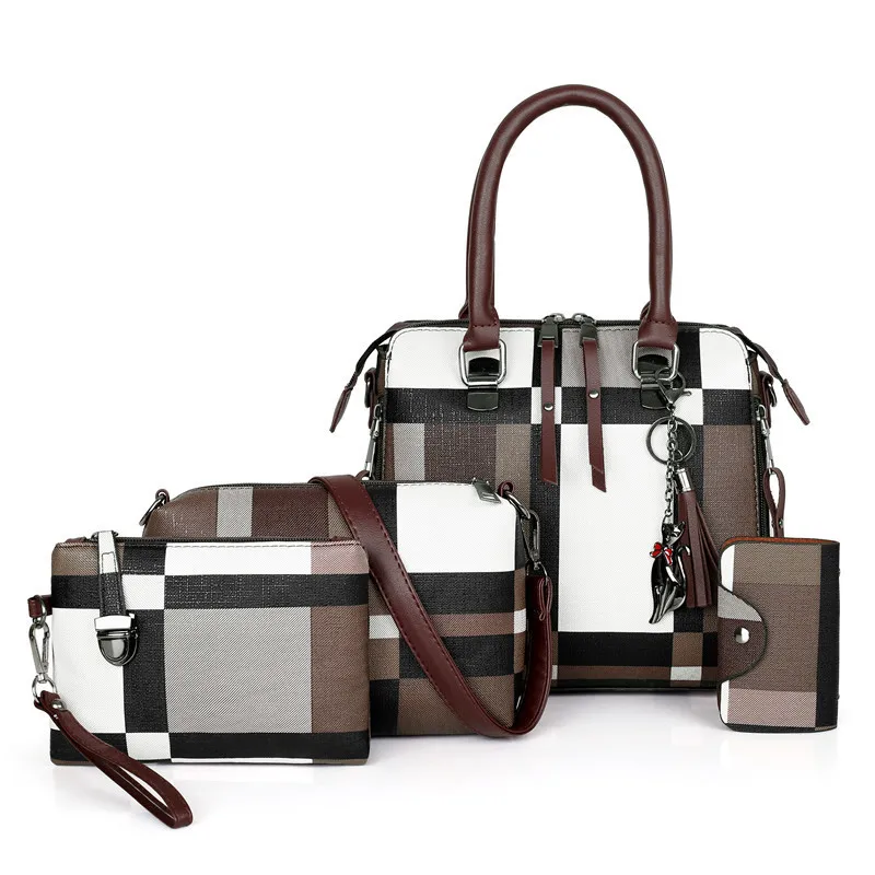 

2019 Spring And Summer New Style WOMEN'S Bag Different Size Bags Three-piece Set-Style Joint Contrast Color Shoulder Bag Versati
