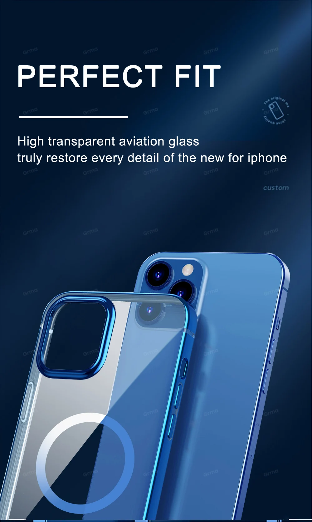Original Magnetic Coil Circle Silicone Transparent Clear Crystal Phone Case For Apple iPhone 12