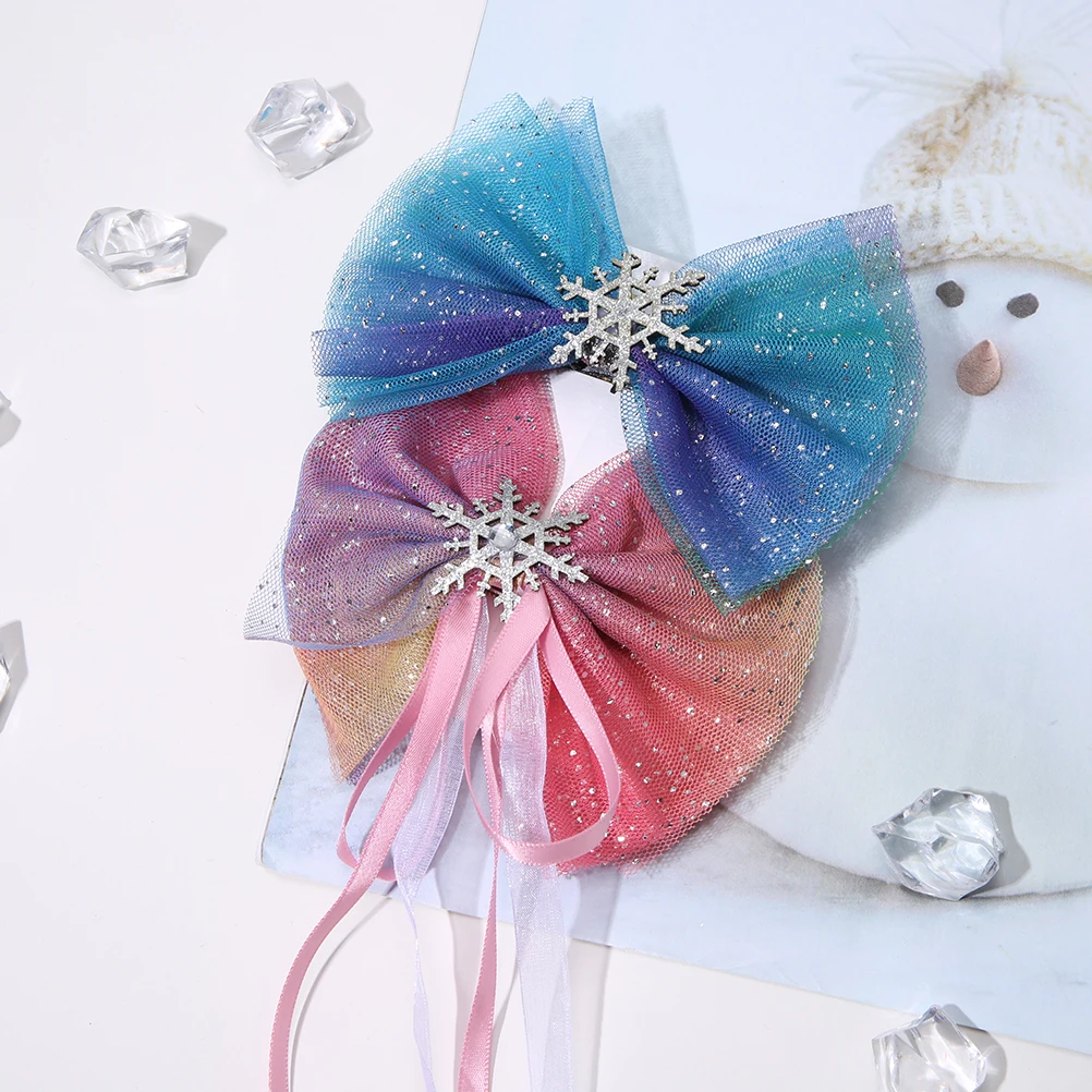 MISM 1pc Blue Sequins Bow Scrunchy Snowflake Bobby Clips Starry Hair Clips Girls Rubber Bands Hair Accessories Christmas Gifts - Цвет: Barrettes Set 10