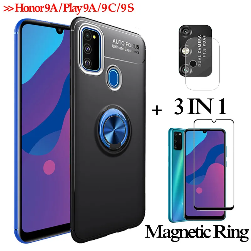 3 в 1 стекло + магнитом чехол хонор 9 a хуавей хонор9a на Huawei Honor 9A 9C телефон AKA L29 / MOA LX9N