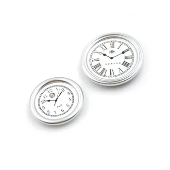 

2Pcs/set Living Room Doll house Miniature Toy A Silver Wall C lock Diameter for dolls house decor 3.1cm /3.8cm