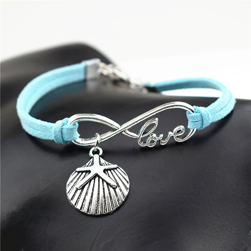 10 Colors New Boho Infinity Love Seashell Charm Starfish Pendant Leather Bracelets Beach Fashion Jewelry for Women Girls Gifts | Украшения
