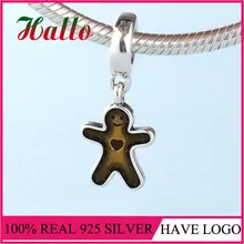 Пряничный человек, Золотая подвеска из эмали из бисера подходящие амулеты Серебро 925 оригинальные браслеты breloques Подвески Изготовление ювелирных изделий