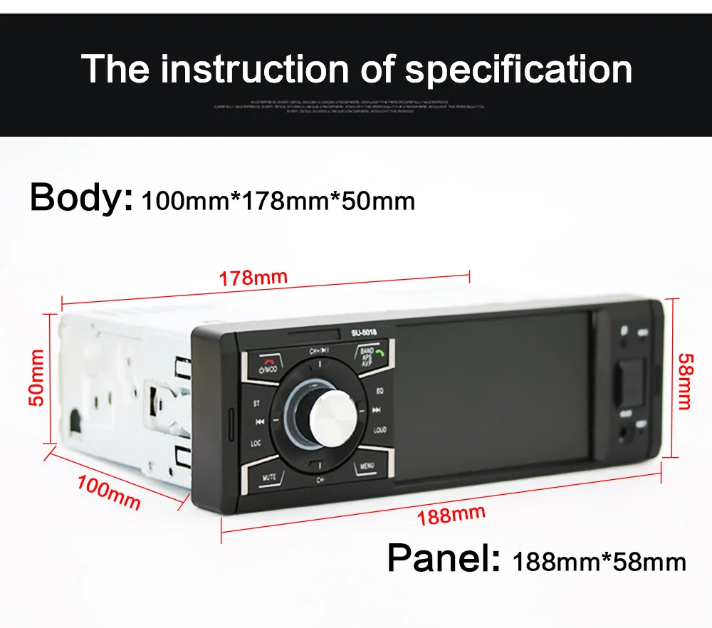 1 Din 4 Inch Car Radio MP5 Player Auto Stereo Quality Music Player Bluetooth USB TF Card AUX Spport Rear View Camera Autoradio