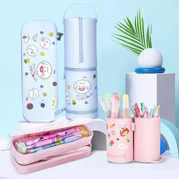 

Silicone pencil case Pen holder cartoon cute pen case retractable stationery bag children student stationery box school gifts