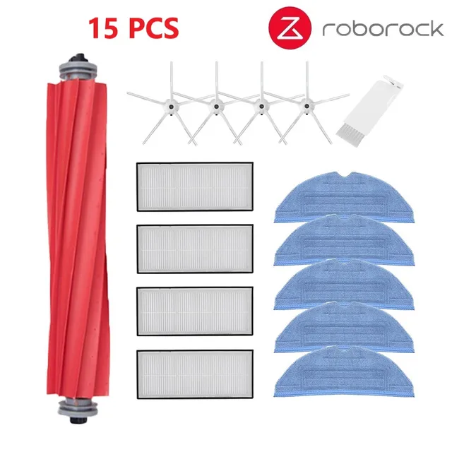 Roborock S7 S70 S7Max T7S T7S Plus Main Brush Hepa Filter Mop Pad Spare Parts Vacuum Cleaner Accessories White 15pcs