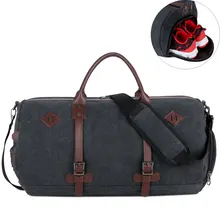 Водонепроницаемые Цилиндрические сумки мужские винтажные парусиновые дорожные сумки через плечо для путешествий чемодан с обувью для хранения S022