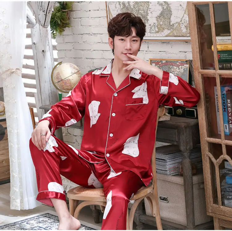 FZSLCYIYI Sleepwear Women's Couple Pajamas Pijamas Women Satin Pyjama Woman Home Wear Silk Pyjama Set Home Suit Big Size 3XL men's silk pajamas
