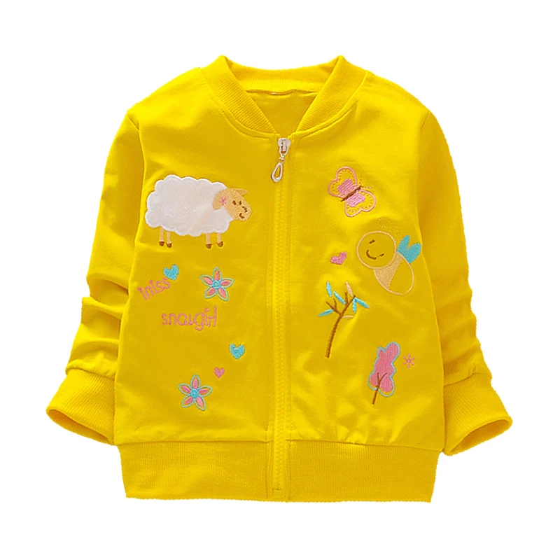  Spring Autumn Girls Sweatshirt Coat Baby Kids Cartoon Print Baseball Uniform Zipper Shirt Jacket Ou