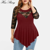 Plus Size 5XL Floral Lace Hollow Out Sexy Tunic Blouse Women Clothing Summer Big Size Tops Ladies Ruffles Irregular Blusas - Image 6
