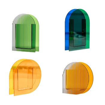 

1PCS Acrylic Flower Vase Make-Up Brush Pen Holder Hydroponic Flower Hotel Vase for Home Office Wedding Decor