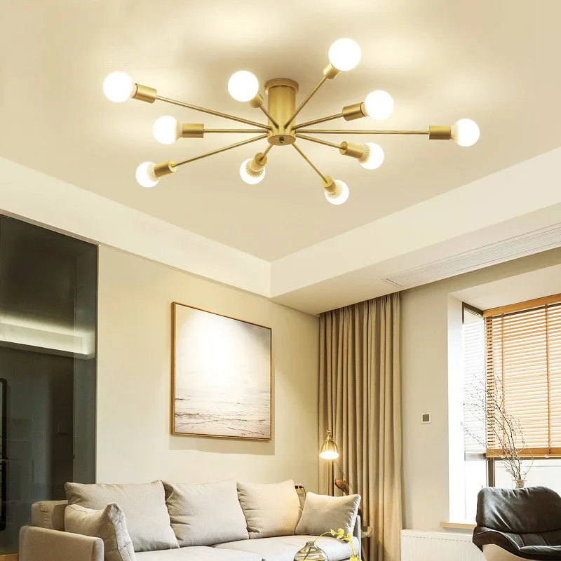 Modern Chandelier Lighting Nordic Spider 6/8/10 E27 Lights Fixture Vintage Industrial Led Ceiling Lamp for Living Room Bedroom