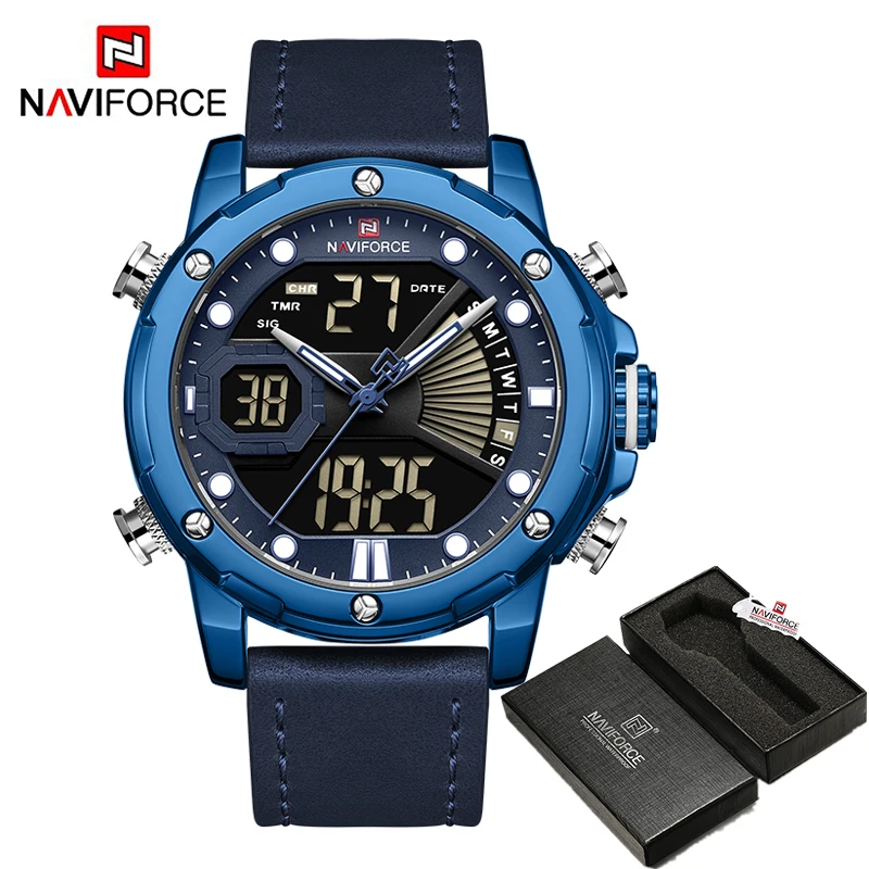 BEBEBE BOX Топ люксовый бренд NAVIFORCE армейские военные мужские часы светодиодные цифровые кожаные спортивные часы кварцевые мужские часы Relogio Masculino 9172 - Цвет: BEBEBE BOX