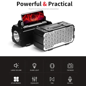 

docooler TWS Wireless Speaker Bluetooth5.0 HiFi Sound Player HD Hands-free Calling Speaker Support AUX TF USB for Outdoor Travel