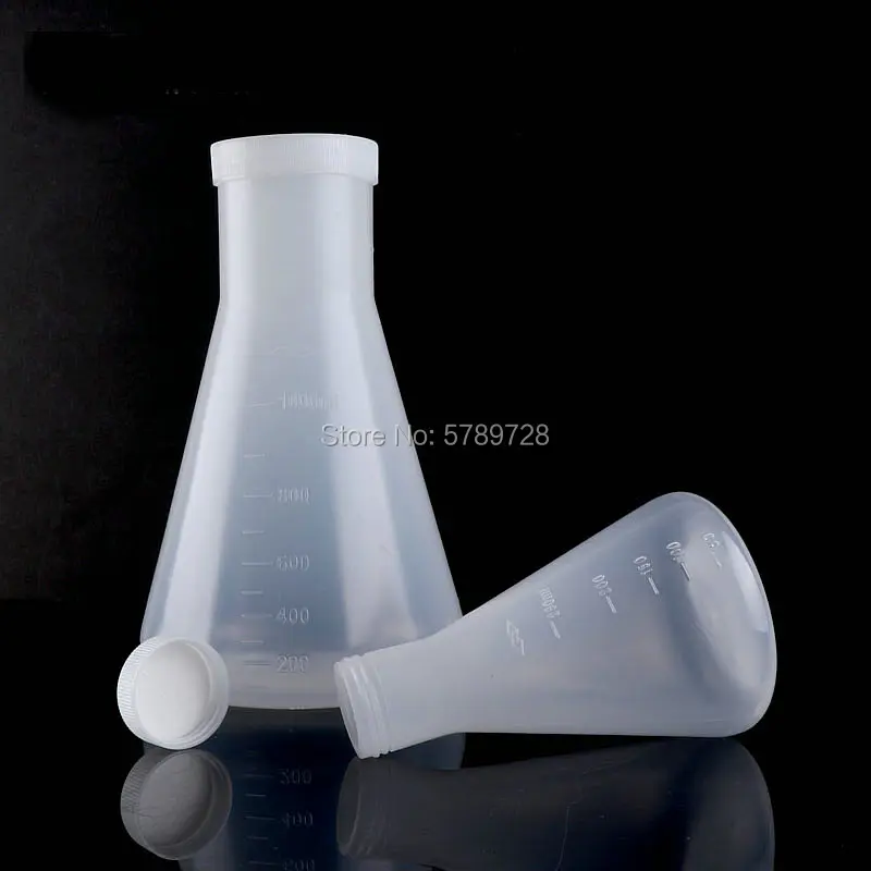 Laboratory Plastic erlenmeyer flask conical container bottle with screw cap capacity 50ml 100ml 250ml 500ml 1000ml