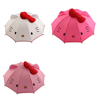 

3 kind 60cm Cartoon HelloKitty Umbrella Girl Sun Protection Rain Protection Cute 8 bone Long Handle Automatic Y146