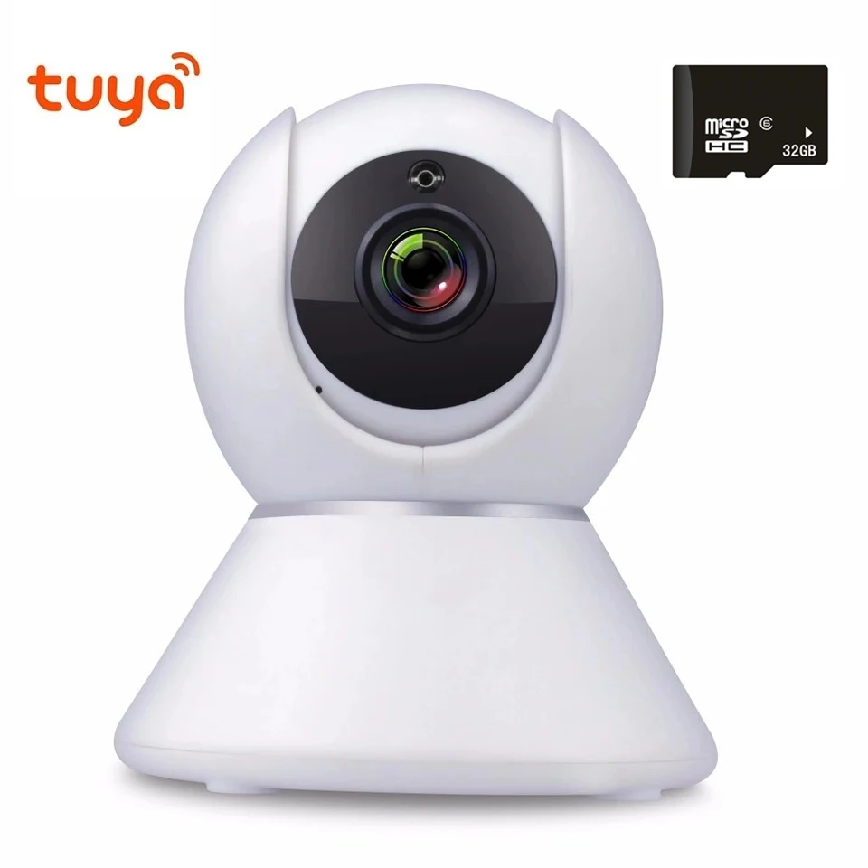Детский Монитор 1080P Tuya приложение умный дом 360 градусов IP камера наблюдения для безопасности с датчиком движения, совместимым с Умной жизнью Alexa - Название цвета: Black