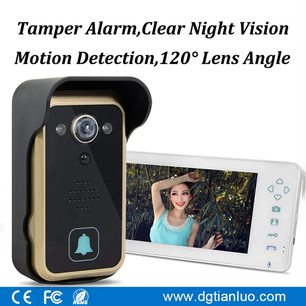 

7 inch Wireless Doorbell Video Door Phone Intercom System HD Digital Camera Night Vision Home Security Monitor for Building