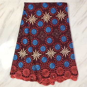 

5 Yard Dry Lace Fabric Latest Heavy Beaded Embroidery African Cotton Swiss Voile Popular Dubai Style For Party Wedding PL111502