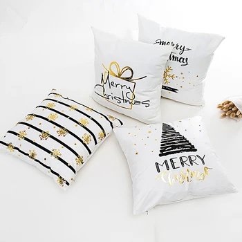 

Hot Sale Christmas Pillow Case Decorative Creative Hot Stamping Pillowcase Letter Pillow Cover Home Pillowcase High Quality