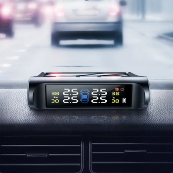 

Car Tyre Pressure Monitoring System Solar TPMS Tyre Pressure Alarm System with LCD Display 4 External Sensors