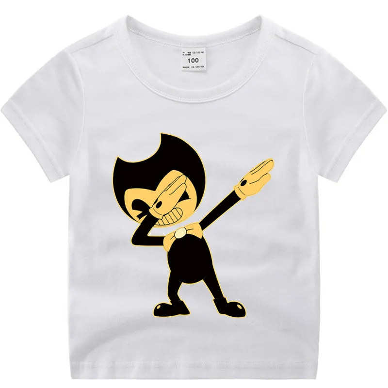 Хлопковая футболка для маленьких мальчиков и девочек с аниме Dab Bendy детская Рождественская рубашка детская футболка для малышей с рисунком Роскошный топ - Цвет: T127L-white
